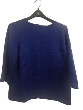 Women's Navy Long-Sleeve Boatneck Blouse